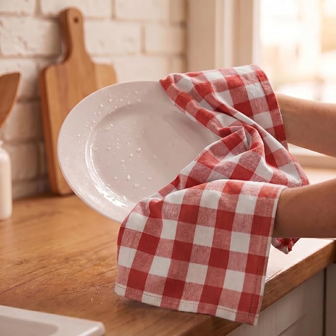 Urban Villa Kitchen Towels Cotton Dish Towels 20”x30” (Set of 6) Rust