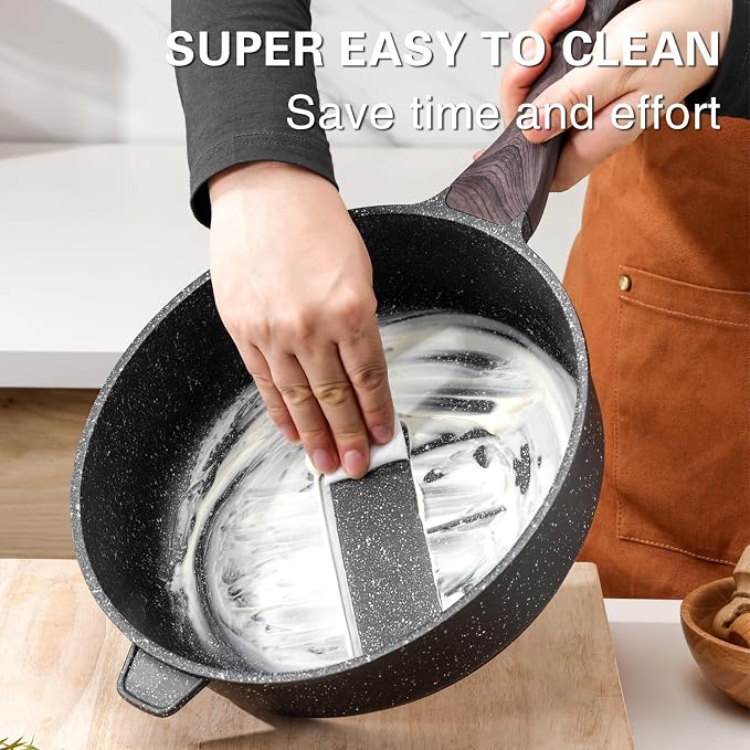Kordisen Nonstick Deep Frying Pan Skillet with Lid, 11 Inch | Saute Pan, Healthy, Induction Compatible, PFOA Free