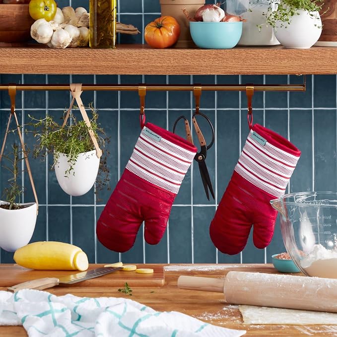 KitchenAid Albany Oven Mitt 2-Pack Set, Passion Red, 7"x13"