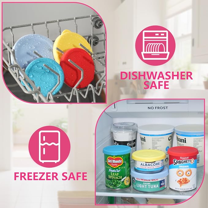 Set of 4 Packs Silicone Can Lids for Canned Food, Fit 3.0''|3.2''|3.5''|4.0-inches Food Can | Leak-Proof and Reusable Lids | Can Covers Toppers | Different Sizes | Dishwasher Safe