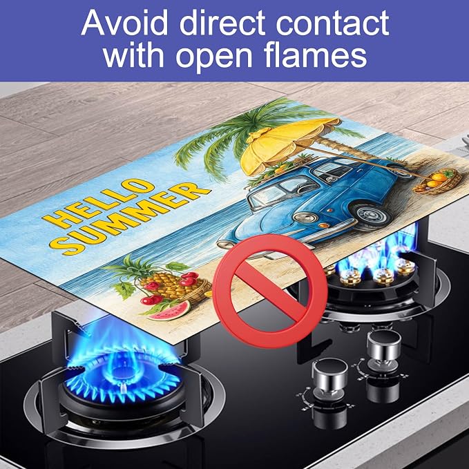 HOMETITUTE Hello Summer Stove Top Cover 28x20 Beach Car Heat Resistant