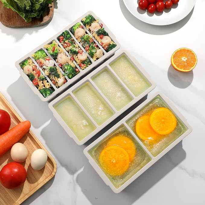 3-Pack Silicone Freezer Trays with Lid, Soup Freezer Container Molds | 2 Large 2-Cup, 4 Medium 1-Cup, 6 Small 1/2-Cup, BPA Free, Ice Cube Tray for Soup, Stews, Sauces, Meal Prep, Broth, Leftovers