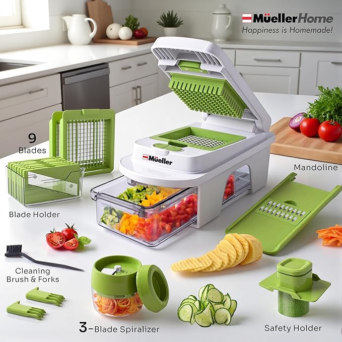 MUELLER HOME Pro-Series All-in-One, 12 Blade Mandoline Slicer for Kitchen