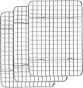 Homikit 12x9 Inch Stainless Steel Cooling Rack Set Fit Quarter Sheet Pan | 3 Pack Cookie Baking Racks for Bread Pizza, Small Oven Bacon Rack, Metal Wire Grilling Grids, Rust Free, Dishwasher Safe