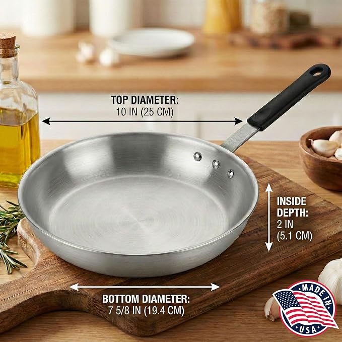 Alegacy Eagleware Fry Pan, Commercial Aluminum Frying Pan, 3004 Alloy, EagleGrip Handle, Heavy Gauge, NSF (10" Fry Pan)