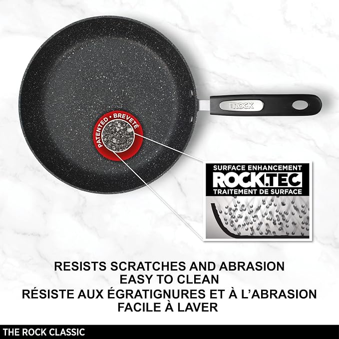 Starfrit The Rock 26cm (10") Non-Stick Multi Pan - Tawa - Durable Forged Aluminum - Oven Safe - PFOA Free - Easy to Clean - Black