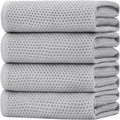 Homaxy 100% Cotton Oversized Waffle Weave Kitchen Towels 4-Pack, Light Gray | 20 x 28 Inches, Ultra Soft Absorbent Dish Towels, Quick Drying Large Cleaning Towels