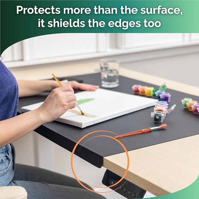 Silicone Mat for Kitchen Counter with "Edge Protection" – Quartz Countertop Protector Mats – Silicone Heat Resistant Mat – No Folds or Wrinkles – 1.4mm Thick, 24"x16", Black