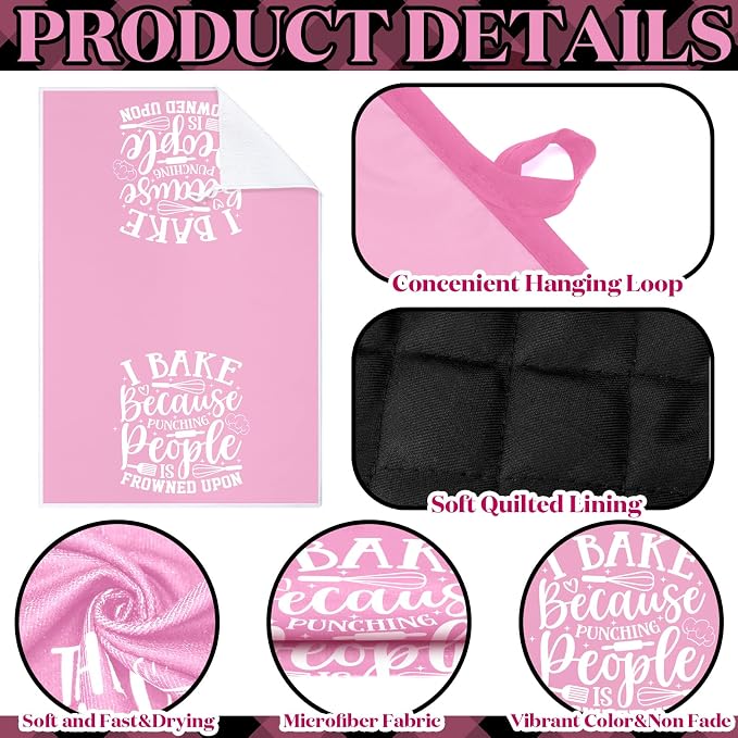 Sratte 6 Pcs Kitchen Decor Accessories Set, Kitchen, Light Pink | Farmhouse Kitchen Towels Pot Holders Oven Mitts Set 2 Dish Towels 2 Potholders 2 Cooking Mittens for Baking Cooking Supply
