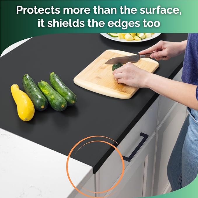 Extra Large Silicone Mats for Crafts with "Edge Protection" – Silicone Table Mat – Multipurpose Heat Resistant Silicone Mat – No Folds or Wrinkles – 1.4mm Thick, 36"x24", Black