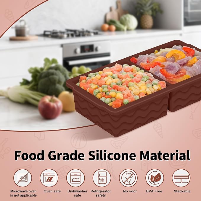 3-Pack Silicone Freezer Trays with Lid, Soup Freezer Container Molds | 2 Large 2-Cup, 4 Medium 1-Cup, 6 Small 1/2-Cup, BPA Free, Ice Cube Tray for Soup, Stews, Sauces, Meal Prep, Broth, Leftovers