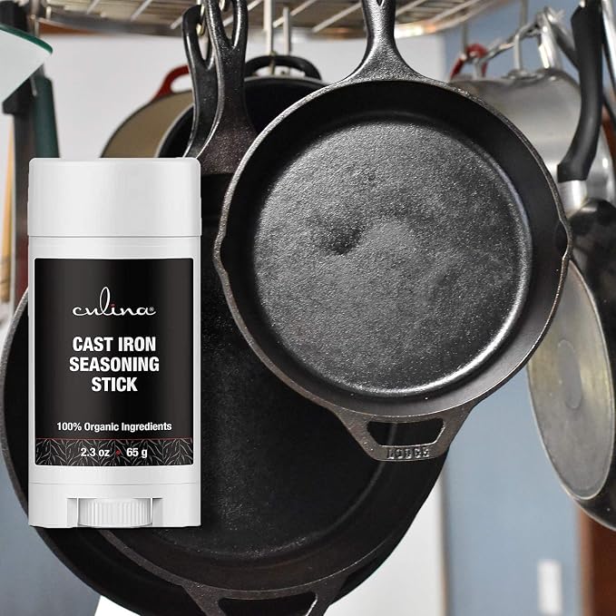 Culina Cast Iron Seasoning Stick | 100% Organic Ingredients | Best for Non-stick Cooking & Restoring | for Cast Iron Cookware, Skillets, Pans & Grills!…