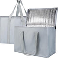 Bodaon Insulated Reusable Grocery Shopping Bags, 2-Pack, X-Large, Grey | Picnic Cooler Bag Top Cold/Warmer, Heavy Duty Insulated Food Delivery Bag, For Commercial Catering Rideshare Driver, Foldable