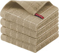 Homaxy 100% Cotton Terry Kitchen Dish Cloths, 4 Pack, Tan | Ultra Soft and Absorbent Dish Towels for Kitchen, Suitable for Drying and Washing Dishes