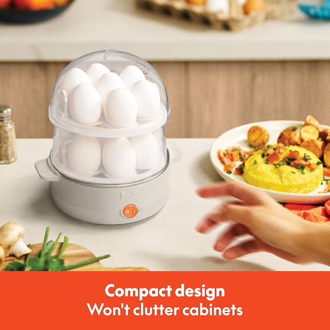 bella 14-Egg Capacity Cooker & Steamer, Double Stack, 360 Watt, Oatmilk