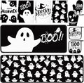Fanfanwin 10 Pcs Halloween Ghost Kitchen Decor Set Ghost Kitchen Rugs Towels Pot Holders Oven Mitts Set for Baking Cooking BBQ Halloween Decorations