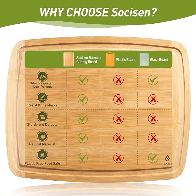 Bamboo Cutting Board Set Non Slip Feet Over Sink Men Husband Birthday Christmas Xmas Valentines Father Day Gifts Ideal from Wife Romantic Anniversary Best Cool Gadget Awesome Who Have Everything