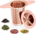 Tea Infuser for Loose Leaf Tea,Stainless Steel Tea Strainer with Silicone Handles,Extra Fine Mesh Tea Strainers for Loose Tea Filter Fine Tea Leaves Effectively,Fits TeaPots/Mugs (Rose gold)