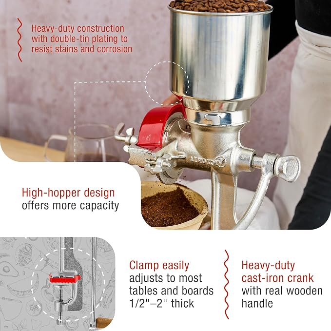 Victoria Manual Cast Iron Grain Mill with High Hopper, Premium Corn-Grinding Mill and Grain Grinder, Made in Colombia | Premium Corn-Grinding Mill and Grain Grinder, Made in Colombia
