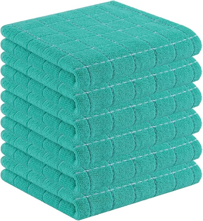 Homaxy 100% Cotton Terry Kitchen Towels, 6 Pack, Turquoise | Ultra Soft and Absorbent Dish Towels for Kitchen, Suitable for Drying and Washing Dishes