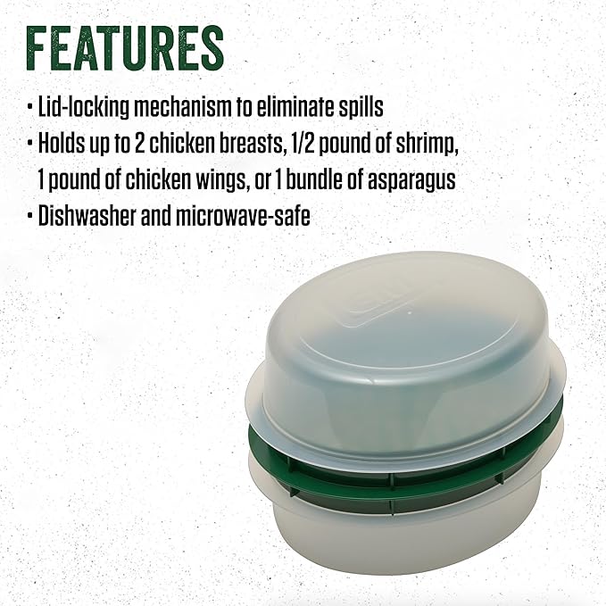 LEM Products Batter Bowl with Lid, Plastic, Translucent and Green | Mess-Free Meat Prep Bowl, Shake to Season Food, Great for Breading, Seasoning, Flour, Chicken, Meat, Seafood, Vegetables