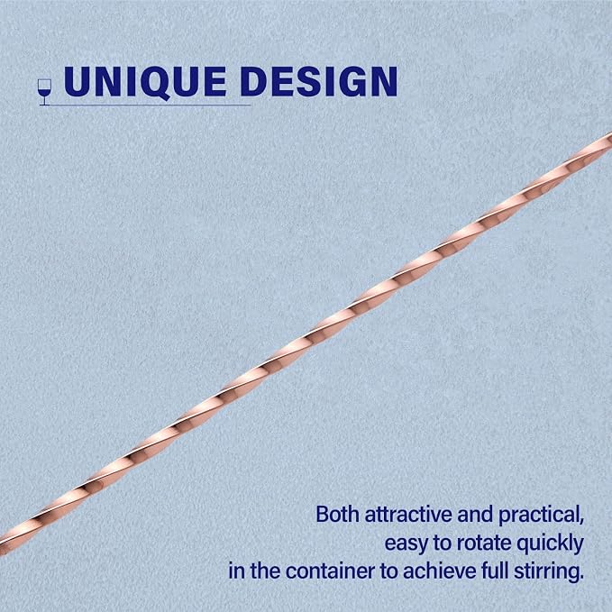 Bar Spoon Cocktail Mixing Stirrer, 2Pcs, 12” Long Handle, Rose Gold | 18/8 Stainless Steel, Long Drink Spoons, for Stirring Coffee & Cocktails
