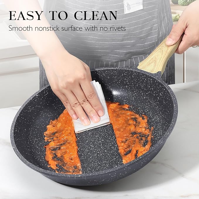 GiPP Nonstick Frying Pan Skillet - 11" Grey Granite Non Stick Pans, Omelette Pan with Heat-Resistant Handle, Compatible with All Stovetops, PFOA Free