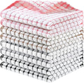 Homaxy 8 Pack Terry Kitchen Dish Cloths, 12"x12", Black/Grey/Pink/Brown | Super Soft and Absorbent Dish Rags, Quick Drying Reusable Dish Towels for Washing Dishes