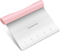 Upgraded 304 Stainless Steel Multi-Purpose Bench Scraper with Measurement Marks, Dishwasher Safe, Dough Cutter for Pizza, Bread and Cookie Dough Vegetable Chopper, Baking Supplies, Pink