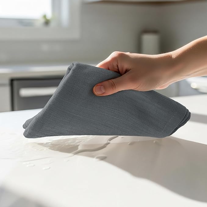 Utopia Kitchen Light Grey Flour Sack Towels [12 Pack-28 x 28 In]100% Cotton | Tea Towels for Cleaning & Drying - Highly Absorbent Kitchen Dish Cloth