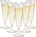 GuanQiao 40 Pack Plastic Champagne Flutes, 5.5 OZ Disposable Plastic Champagne Glasses with Gold Glitter, Wine Glasses Cups for Wedding Celebration Party Wine Tasting New Years Eve Supplies
