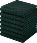 Homaxy 100% Cotton Waffle Weave Kitchen Dish Cloths, 7-Pack, Blackish Green | 12 x 12 Inches, Ultra Soft Absorbent Dish Towels, Quick Drying Dish Rags with Hanging Loop