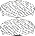 HARFINGTON 2pcs Round Cooking Rack 7.1-inch 201 Stainless Steel Cross Wire Barbecue Grill Net with 20mm Legs for Cooking Baking Steaming BBQ