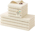 Homaxy Kitchen Towels and Dishcloths Set, Set of 8, Beige | Bulk Cotton Terry Kitchen Towels, Checkered Designed, Soft and Super Absorbent Dish Towels, 12 x 12 and 13 x 28 Inches