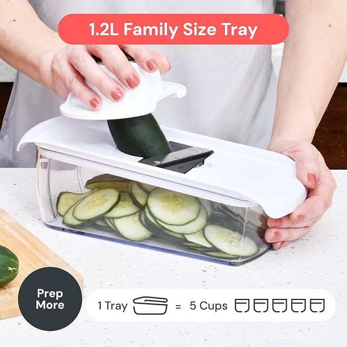Fullstar Pro Original Vegetable Chopper & Mandoline Slicer Kitchen Gadget | 12 in 1 Veggie Slicer, Onion & Fruit Cutter with Sharp Stainless Steel Blades & Container, All-in-One Meal Prep Tool (White)