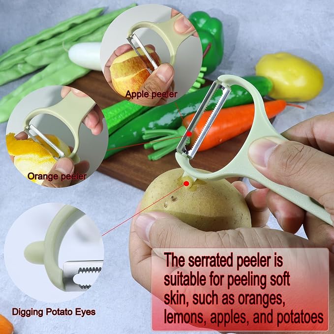 Vegetable Peeler for Potato,Veggie,Carrot,Cucumber,Fruit,3 Types Set Y Julienne Peeler for Kitchen (3 colors set), 13.5cm*8cm*4.5cm