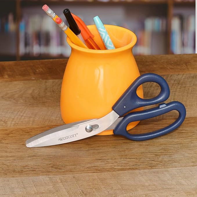 Westcott 8" Power Pivot Stainless Steel Hard Handle High-Leverage Crafting and Fabric Scissors