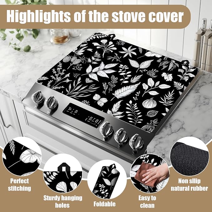 Herbs and Plants Stove Top Covers for Electric Stove, Electric Gas Stove Pad Heat Resistant Range Cooktop Protector for Home Decor Kitchen 28"x20"