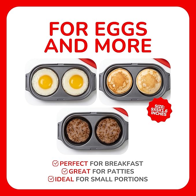 Egg Mate Microwave Egg Cooker – 2-Egg Sunny Side Up Maker with Steam Vent Lid – Fast Breakfast Sandwich Egg Mold – BPA-Free, Dishwasher Safe