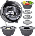 4-1 Colander with Lid Set - Rotatable Strainer With Bowl(Patented), Pasta Strainer with New Upgraded Graters, Strainer And Colanders, Fruit Cleaner, Veggie Wash, Apartment Kitchen Gadgets - Grey