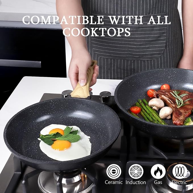 GiPP Non Stick Frying Pan - 8" Nonstick Pan Skillet with Ceramic Coating,Non Toxic Fry Pans for Cooking, Omelette Pan with Stay Cool Handle, Induction Compatible, PFAS/PTFE/PFOA Free (Gray)