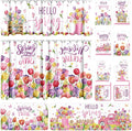 13 Pcs Hello Spring Kitchen Decor Set 3 Floral Kitchen Curtains Valance 2 Tulip Rugs and Mats 4 Spring Hand Towels 2 Paste Pot Holders 2 Oven Mitts for Home Decor Cooking Grilling Housewarming Gift