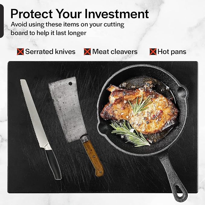 Thirteen Chefs 30x18 Extra Large Cutting Board for Fish, Meat, BBQ - 1/2 Inch Thick Black Plastic, Commercial Grade HDPP Poly with NSF Stamp, 10 pounds