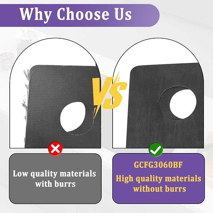 GCFG3060BF/GCFG3060BD PLUS Stove Protector for Frigidaire Gallery Gas Range | Reusable Thickened Burner Splatter Stove Liner, Easy to Clean, Fire Resistant Trimmable, Comes with 3 Free Cleaning Brushes