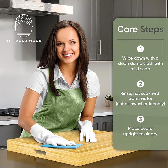 Noodle Board Stove Cover Cutting Board with Handle - Stove Top Cover with Care Brush FSC Certified - Multiuse Gas Stove Cover Board for Serving Chopping Decorating, 30”x22”(Outer) / 28.5”x20.5”(Inner)