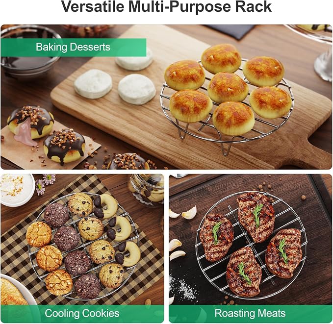 Instant Pot Steamer Rack - Stainless Steel Instant Pot Accessories, 2 Pack Steam Rack for 6, 8 Qt Pressure Cooker, Cooking Cooling Steaming Baking Rack 7.7''
