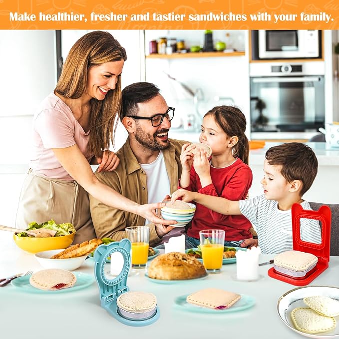 Vodolo Sandwich Maker,2PCS Sandwich Cutters for Kids Lunch,Crustless Breakfast Sandwich Cutter and Sealer Set Great for Children Boys Girls Lunchbox and Bento Box,Circle Square