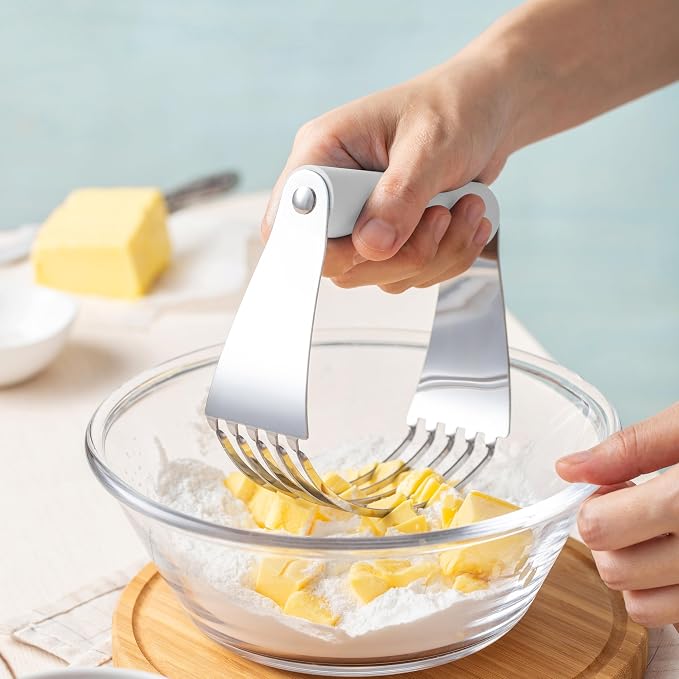 Spring Chef Large Dough Blender For Baking - Durable Pastry Blender - White | Heavy Duty Dough Mixer Hand Tool w/ Stainless Steel Blades, Professional Pastry Cutter Tool for Easy Mixing, Dishwasher Safe