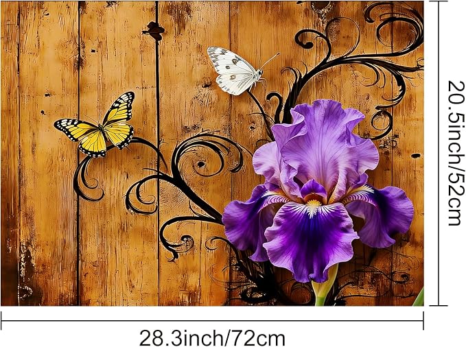 HOMETITUTE Spring Stove Top Cover 28x20 Purple Iris Butterfly Heat Resistant
