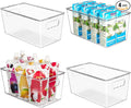 YIHONG 4 Pack Clear Storage Bins, Pantry Organizer Bins with Handle, Small | Plastic Bins, Pantry Storage Containers for Kitchen, Freezer, Cabinet, Closet, Bathroom, Under Sink Organizers and Storage